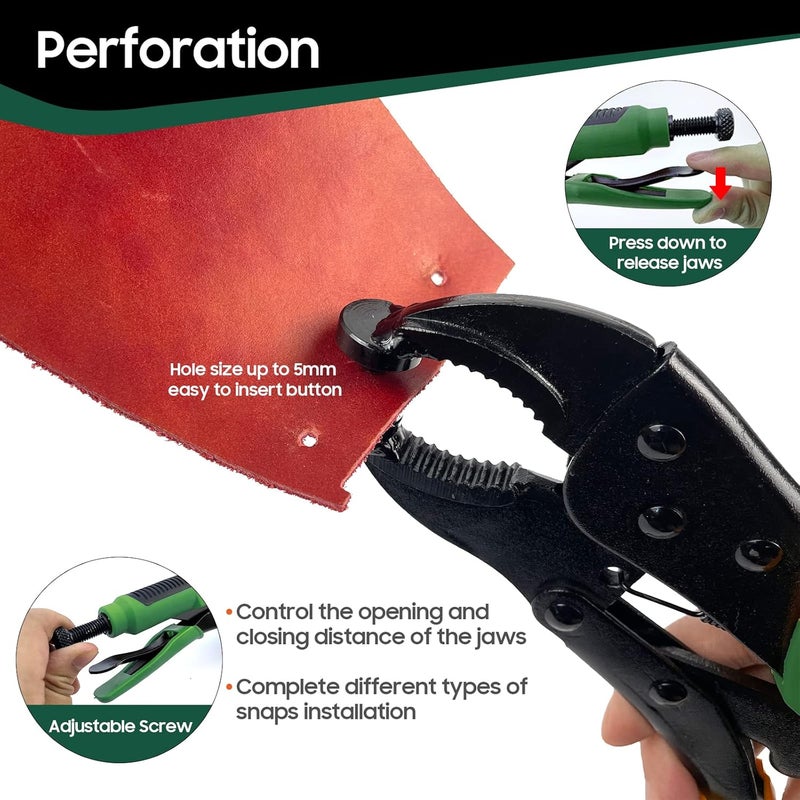 HAPDEN Heavy Duty Snap Fastener Tool kit, Punching Function, Snap Button Tool with Adjustable Setter, 15mm snap Tool with 100 Sets Boat Cover Snaps - Image 5
